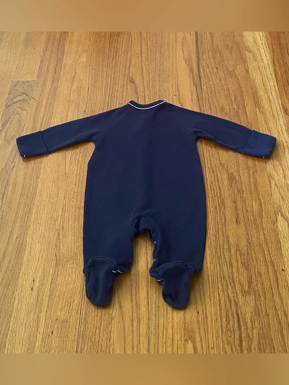 Ralph Lauren Navy & Light Gray Baby Footed One-Piece Set